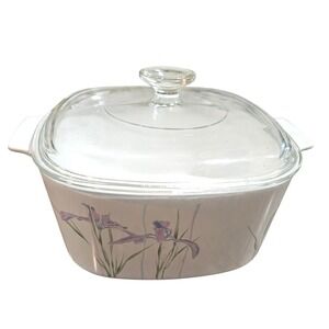 Corning Ware Iris 3 Liter Square Casserole Dish with Glass Lid A-3-B Vintage